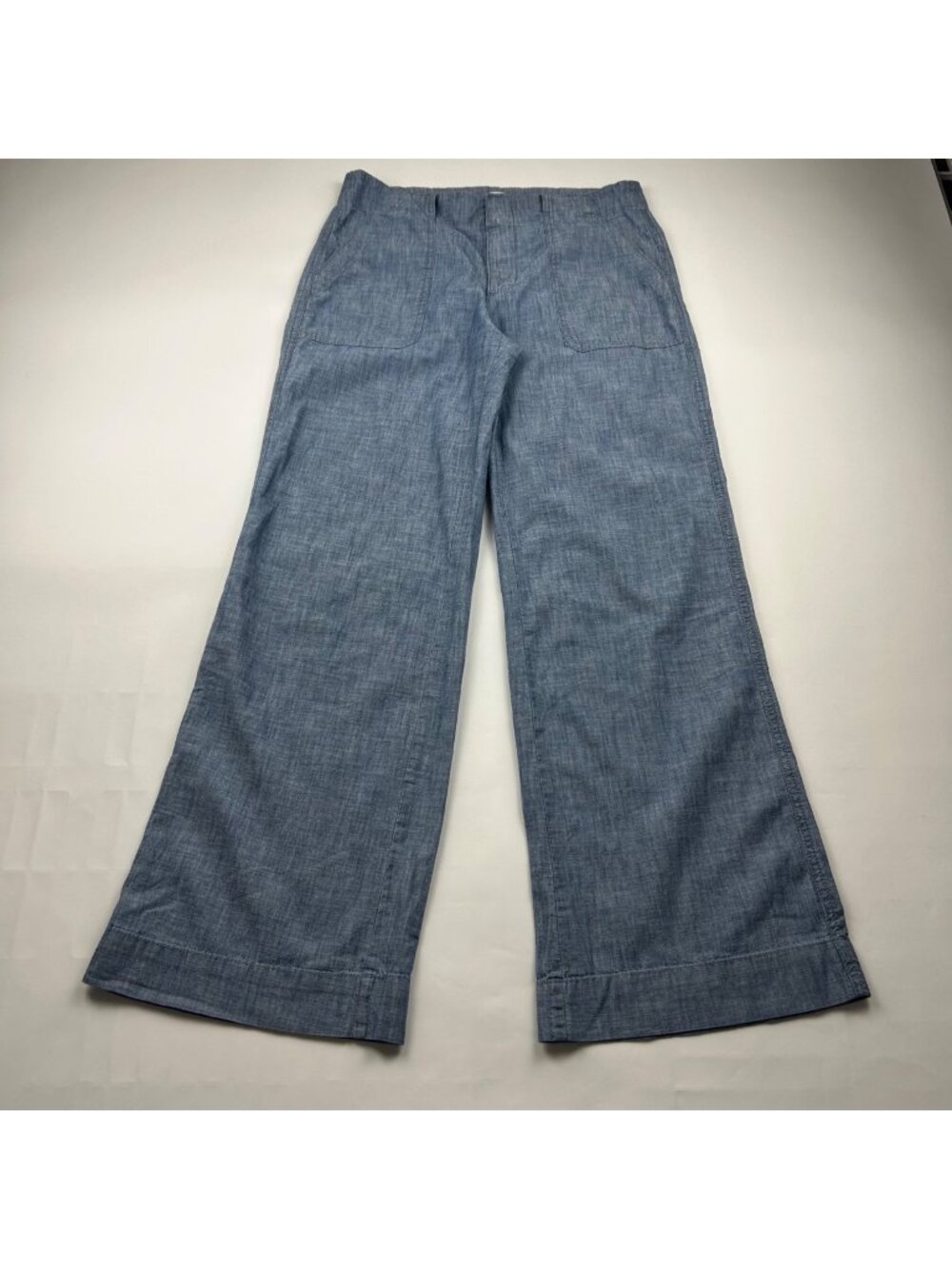 Gap Blue Chambray Wide Leg Summer Trousers 6